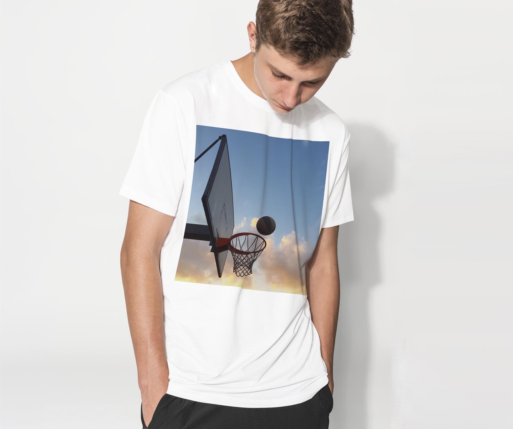 大人用ドライTシャツ ユニセックス 男性 女性 吸水 速乾 DRY 選べる18カラー! 半袖 デザインドライTシャツ スポーツ ゆったり ティーシャツ T shirt 014985 風景　写真　バスケットボール　運動 kabekore-11400495 kabeコレ サンプル画像2