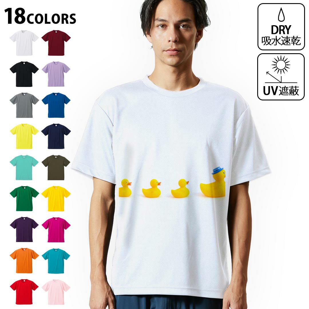 3色 カジュアル 半袖 Uネック アヒルプリント 袖折り返しTシャツ mdtc_002751.jpg