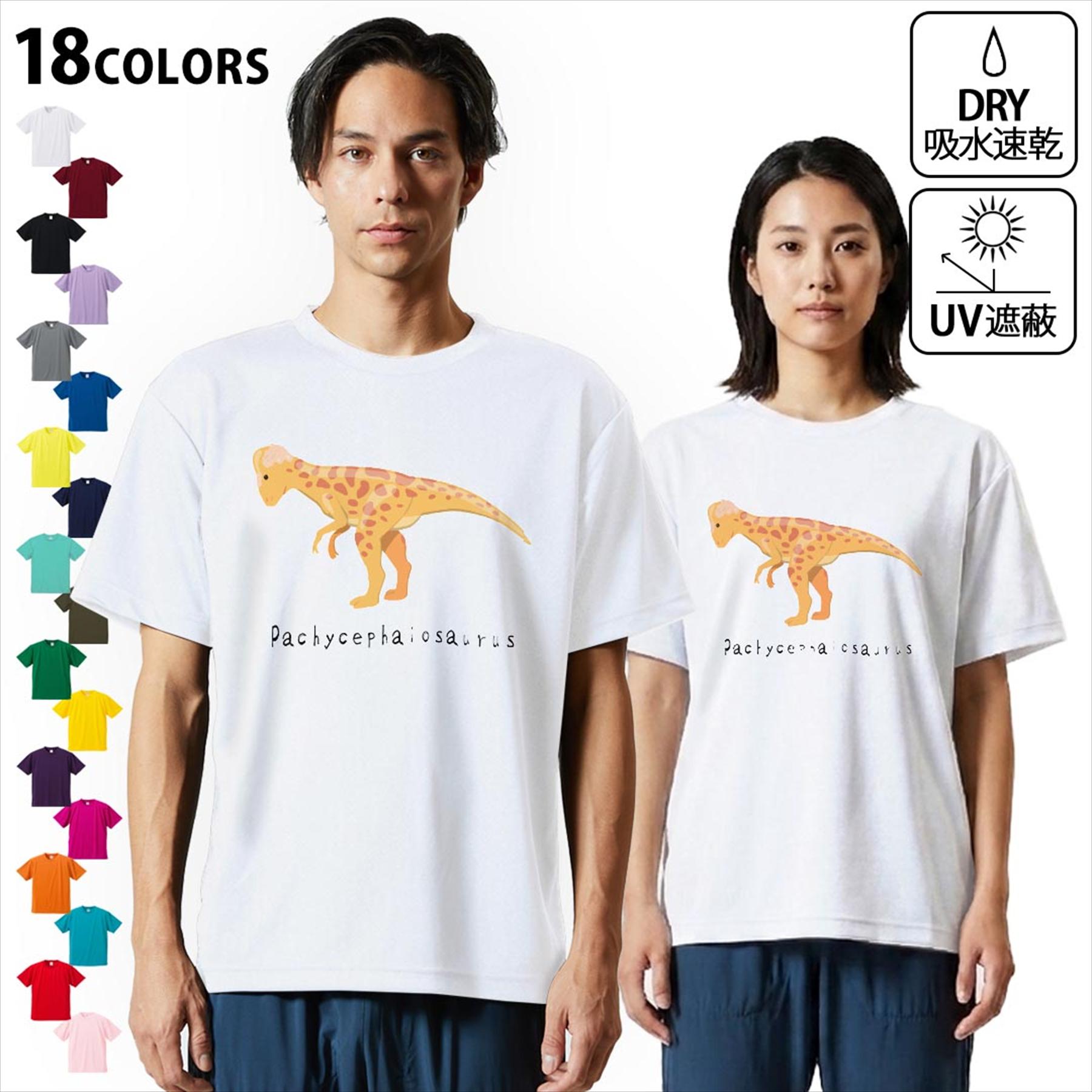 ドライTシャツ メンズ 吸水 速乾 DRY 選べる18カラー! 半袖 デザインドライTシャツ スポーツ ゆったり ティーシャツ T shirt 017690 パキケファロサウルス saurus 恐竜