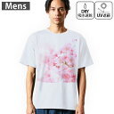 メンズ ドライTシャツ ホワイト 半袖 4.1オンス ジム トレーニング スポーツ 運動会 ドライアスレチック UVカット 紫外線遮蔽 吸水速乾 デザイン Tshirt S M L XL 2XL 3XL 4XL 5XL 6XL 000886 桜