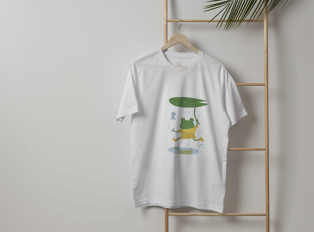 メンズ ドライTシャツ ホワイト 半袖 4.1オンス ジム トレーニング スポーツ 運動会 ドライアスレチック UVカット 紫外線遮蔽 吸水速乾 デザイン Tshirt S M L XL 2XL 3XL 4XL 002873 動物　イラスト　雨 kabekore-10888996 kabeコレ サンプル画像3