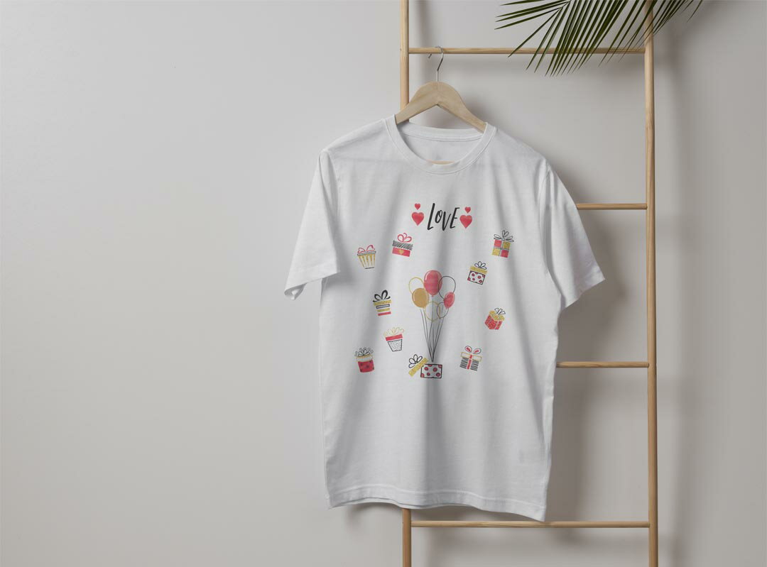 メンズ ドライTシャツ ホワイト 半袖 4.1オンス ジム トレーニング スポーツ 運動会 ドライアスレチック UVカット 紫外線遮蔽 吸水速乾 デザイン Tshirt S M L XL 2XL 3XL 4XL 5XL 6XL 031586 バレンタイン 風船 おしゃれ