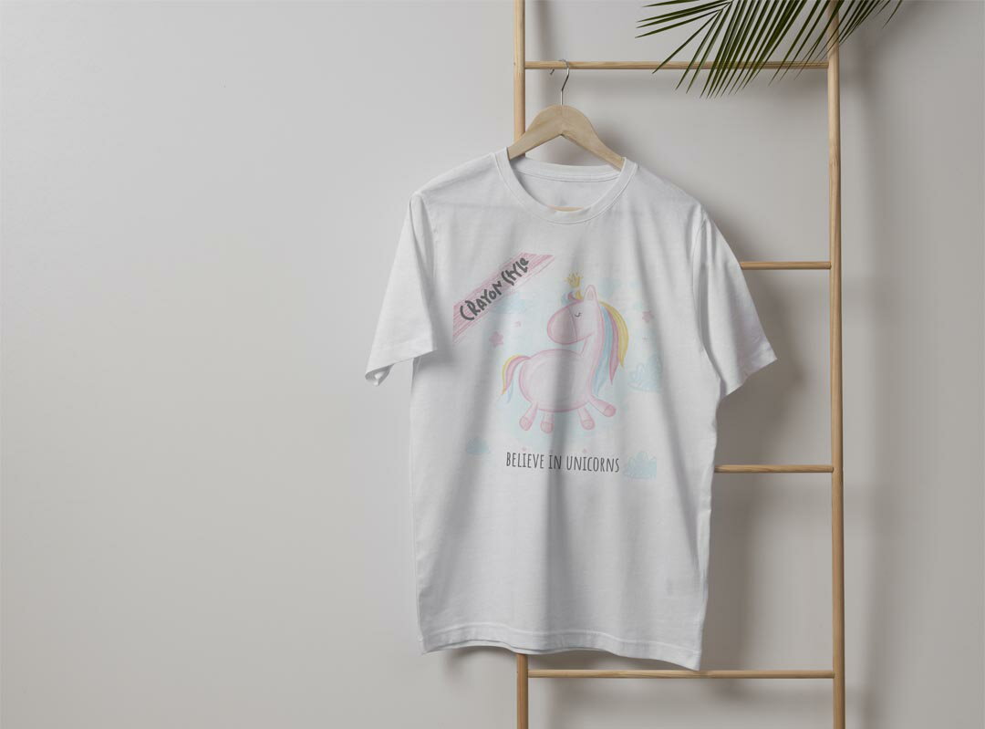 メンズ ドライTシャツ ホワイト 半袖 4.1オンス ジム トレーニング スポーツ 運動会 ドライアスレチック UVカット 紫外線遮蔽 吸水速乾 デザイン Tshirt S M L XL 2XL 3XL 4XL 5XL 6XL 032585 クレヨン ユニコーン cute