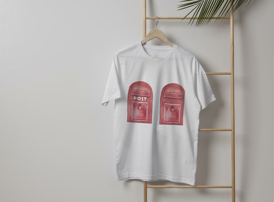 メンズ ドライTシャツ ホワイト 半袖 4.1オンス ジム トレーニング スポーツ 運動会 ドライアスレチック UVカット 紫外線遮蔽 吸水速乾 デザイン Tshirt S M L XL 2XL 3XL 4XL 5XL 6XL 015973 ポスト　手描き　赤