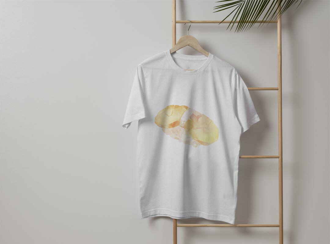 メンズ ドライTシャツ ホワイト 半袖 4.1オンス ジム トレーニング スポーツ 運動会 ドライアスレチック UVカット 紫外線遮蔽 吸水速乾 デザイン Tshirt S M L XL 2XL 3XL 4XL 5XL 6XL 016194 お寿司　貝柱　食べ物