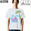 メンズ ドライTシャツ ホワイト 半袖 4.1オンス ジム トレーニング スポーツ 運動会 ドライアスレチック UVカット 紫外線遮蔽 吸水速乾 デザイン Tshirt S M L XL 2XL 3XL 4XL 5XL 6XL 007636 イラスト 亀 花 かめ