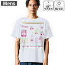 メンズ ドライTシャツ ホワイト 半袖 4.1オンス ジム トレーニング スポーツ 運動会 ドライアスレチック UVカット 紫外線遮蔽 吸水速乾 デザイン Tshirt S M L XL 2XL 3XL 4XL 5XL 6XL 009142 ピンク さくらんぼ 水玉 ドット