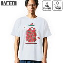 メンズ ドライTシャツ ホワイト 半袖 4.1オンス ジム トレーニング スポーツ 運動会 ドライアスレチック UVカット 紫外線遮蔽 吸水速乾 デザイン Tshirt S M L XL 2XL 3XL 4XL 5XL 6XL 009177 果物 赤 スイカ