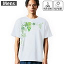 メンズ ドライTシャツ ホワイト 半袖 4.1オンス ジム トレーニング スポーツ 運動会 ドライアスレチック UVカット 紫外線遮蔽 吸水速乾 デザイン Tshirt S M L XL 2XL 3XL 4XL 5XL 6XL 010077 植物 ぶどう 緑