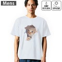 メンズ ドライTシャツ ホワイト 半袖 4.1オンス ジム トレーニング スポーツ 運動会 ドライアスレチック UVカット 紫外線遮蔽 吸水速乾 デザイン Tshirt S M L XL 2XL 3XL 4XL 5XL 6XL 013566 猫 写真