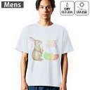 メンズ ドライTシャツ ホワイト 半袖 4.1オンス ジム トレーニング スポーツ 運動会 ドライアスレチック UVカット 紫外線遮蔽 吸水速乾 デザイン Tshirt S M L XL 2XL 3XL 4XL 5XL 6XL 015391 イースター たまご とり うさぎ パステル