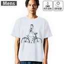 メンズ ドライTシャツ ホワイト 半袖 4.1オンス ジム トレーニング スポーツ 運動会 ドライアスレチック UVカット 紫外線遮蔽 吸水速乾 デザイン Tshirt S M L XL 2XL 3XL 4XL 5XL 6XL 017773 女の子 白黒 自転車