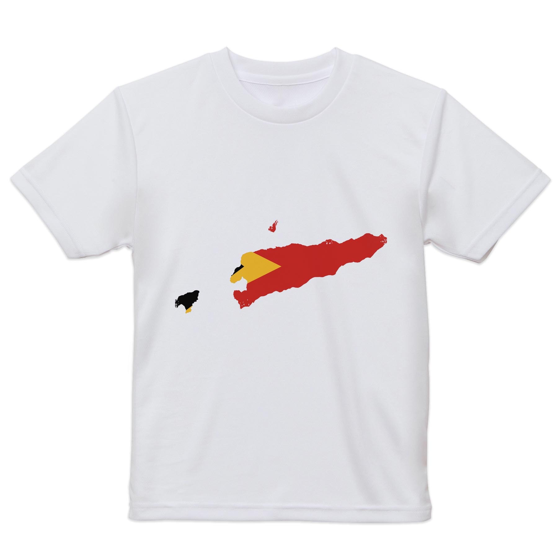 メンズ ドライTシャツ ホワイト 半袖 4.1オンス ジム トレーニング スポーツ 運動会 ドライアスレチック UVカット 紫外線遮蔽 吸水速乾 デザイン Tshirt S M L XL 2XL 3XL 4XL 018966 timor-leste 東ティモール kabekore-10731472 kabeコレ パッケージ画像