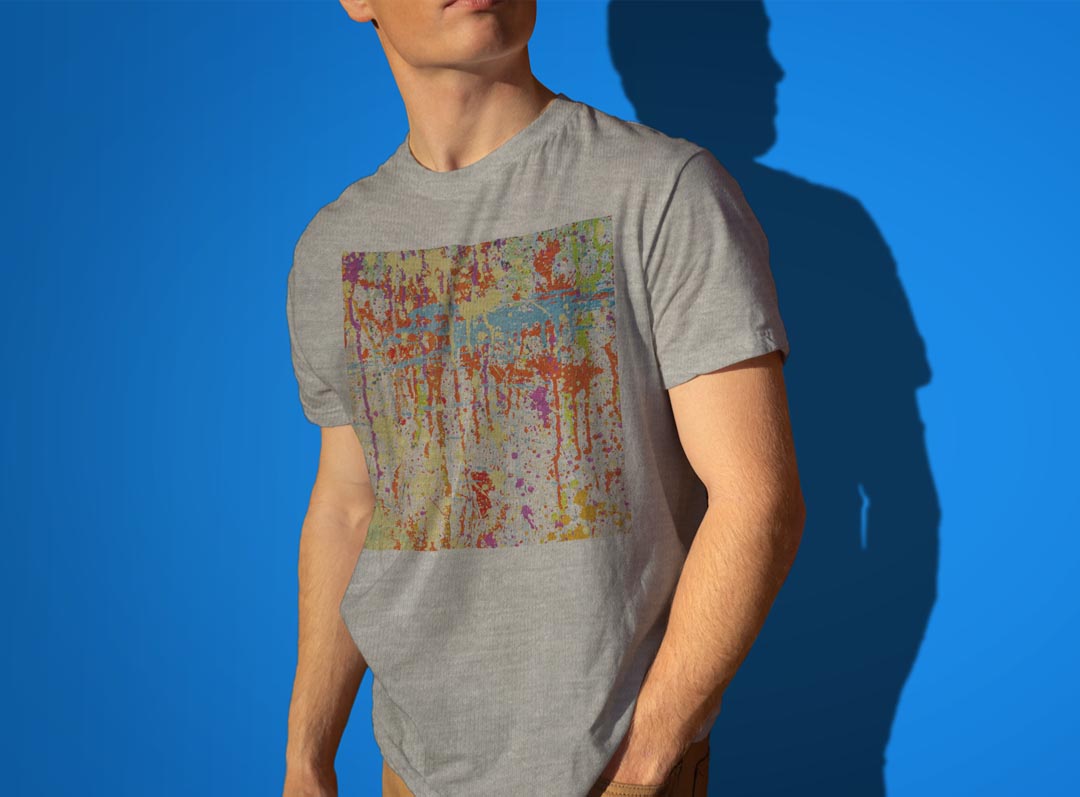 Tシャツ メンズ 半袖 ホワイト グレー デザイン S M L XL 2XL Tシャツ ティーシャツ T shirt 023635 ペイント　カラフル