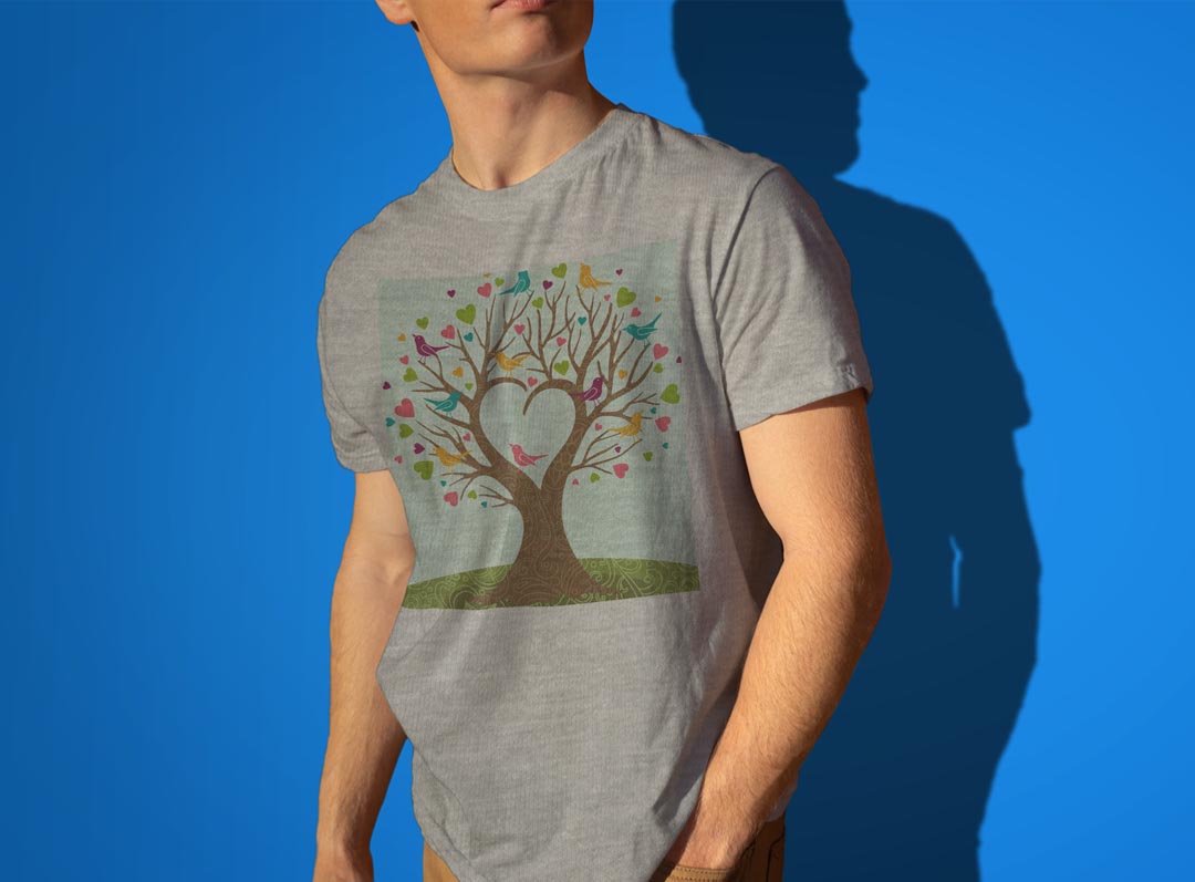 Tシャツ メンズ 半袖 ホワイト グレー デザイン S M L XL 2XL Tシャツ ティーシャツ T shirt 004844 鳥　ハート　カラフル