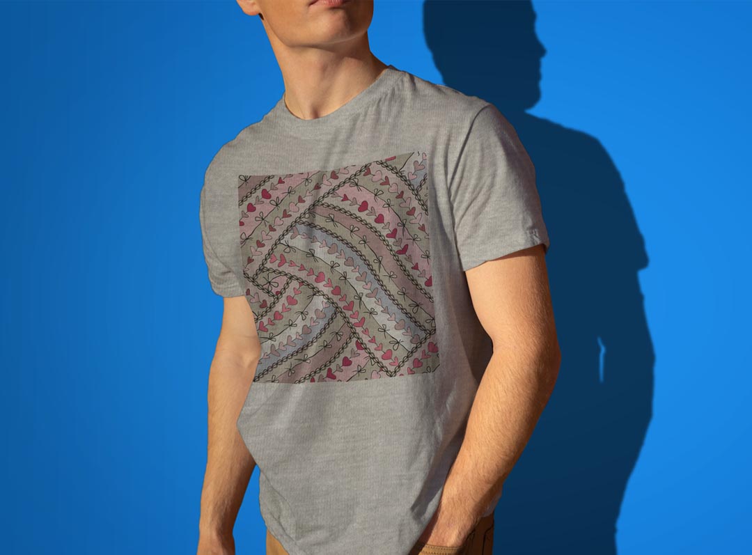 Tシャツ メンズ 半袖 ホワイト グレー デザイン S M L XL 2XL Tシャツ ティーシャツ T shirt 005120 ハート　イラスト　模様