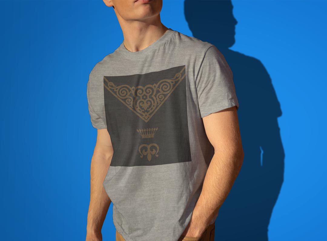 Tシャツ メンズ 半袖 ホワイト グレー デザイン S M L XL 2XL Tシャツ ティーシャツ T shirt 005526 王冠　文様