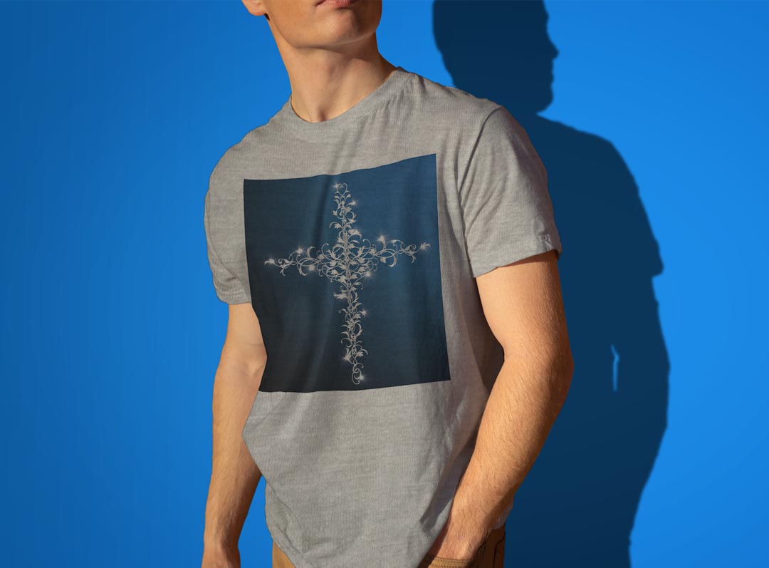 Tシャツ メンズ 半袖 ホワイト グレー デザイン S M L XL 2XL Tシャツ ティーシャツ T shirt 005879 クロス　十字架