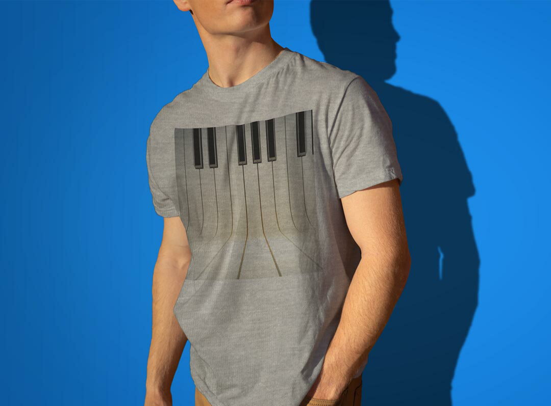 Tシャツ メンズ 半袖 ホワイト グレー デザイン S M L XL 2XL Tシャツ ティーシャツ T shirt 007832 白黒　ピアノ　黒　ブラック