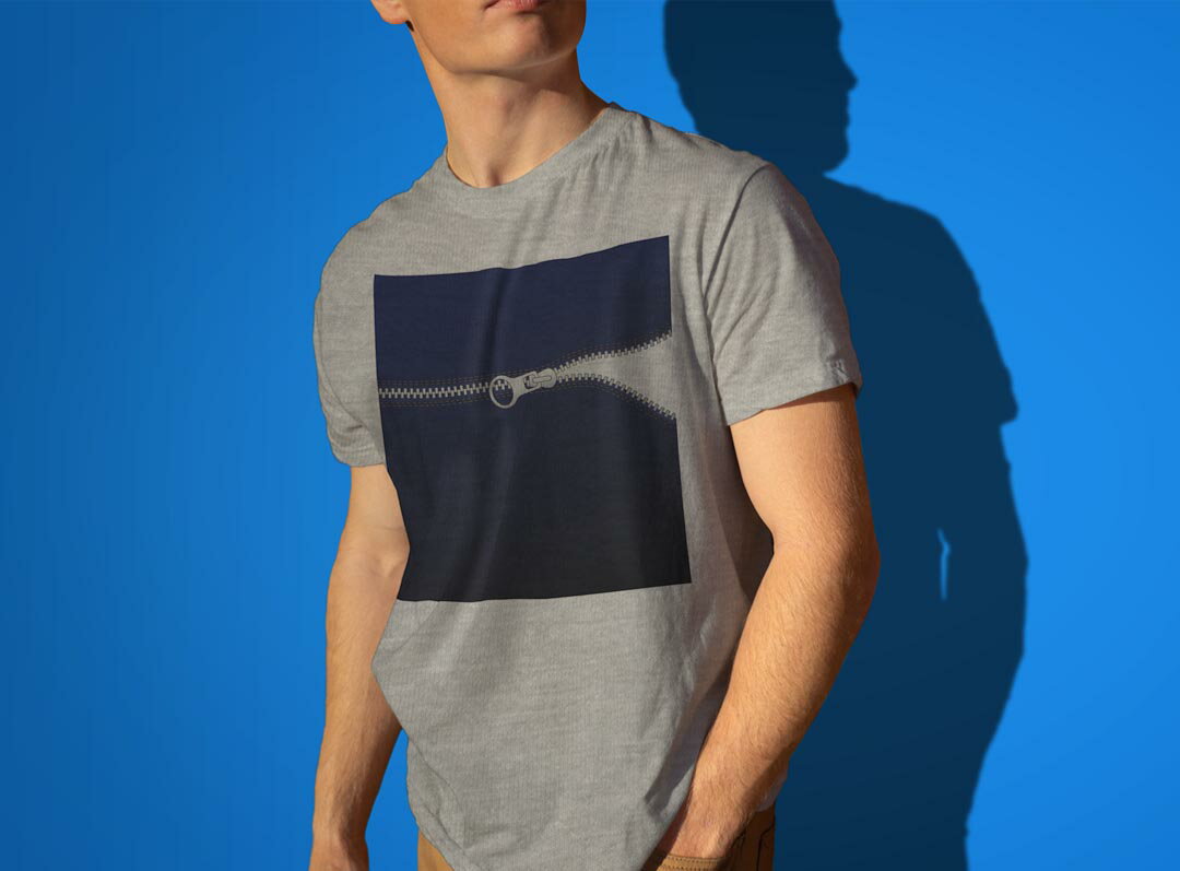 Tシャツ メンズ 半袖 ホワイト グレー デザイン S M L XL 2XL Tシャツ ティーシャツ T shirt 008071 イラスト　チャック　青　ブルー