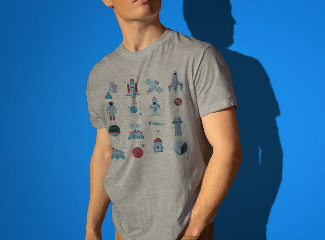 Tシャツ メンズ 半袖 ホワイト グレー デザイン S M L XL 2XL Tシャツ ティーシャツ T shirt 013164 宇宙　ロケット