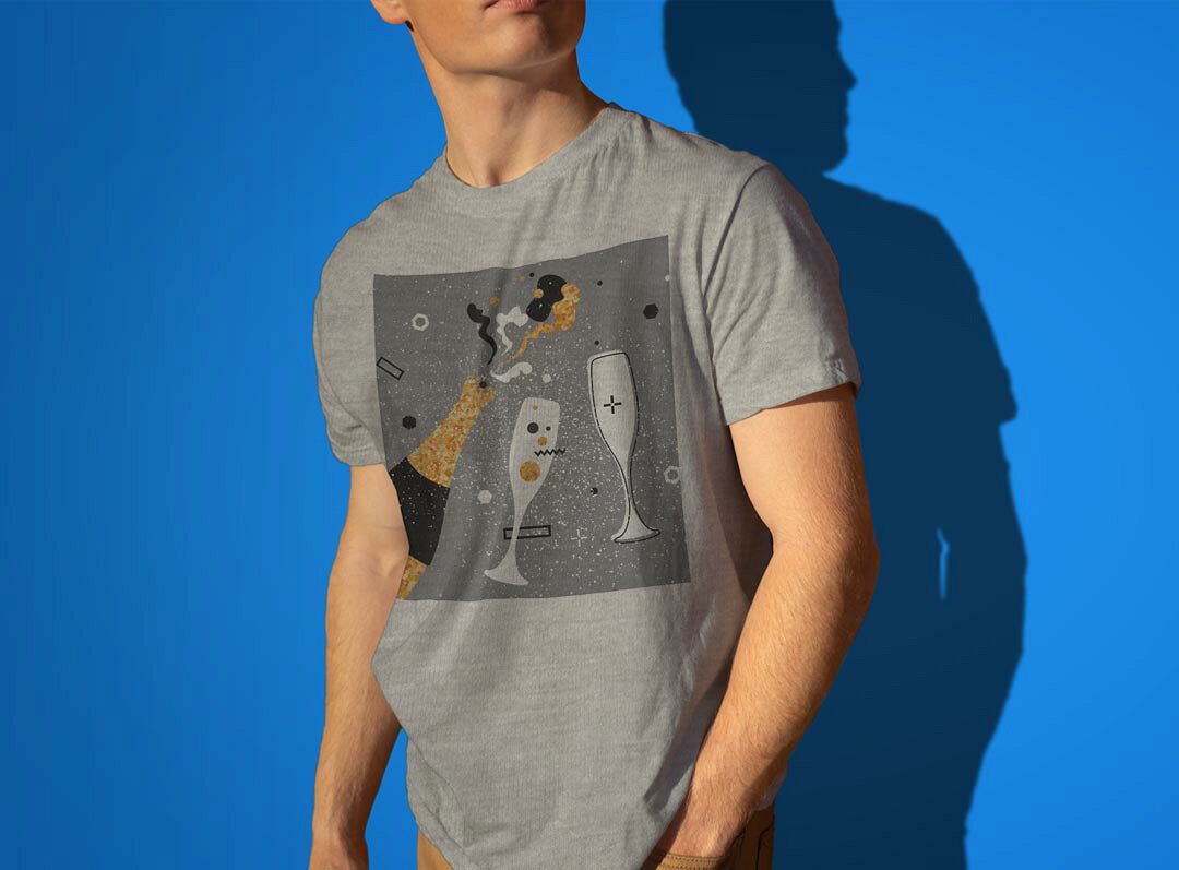 kabeコレのTシャツ メンズ 半袖 ホワイト グレー デザイン S M L XL 2XL Tシャツ ティーシャツ T shirt 013793 バーティー　シャンパン｜アングル3
