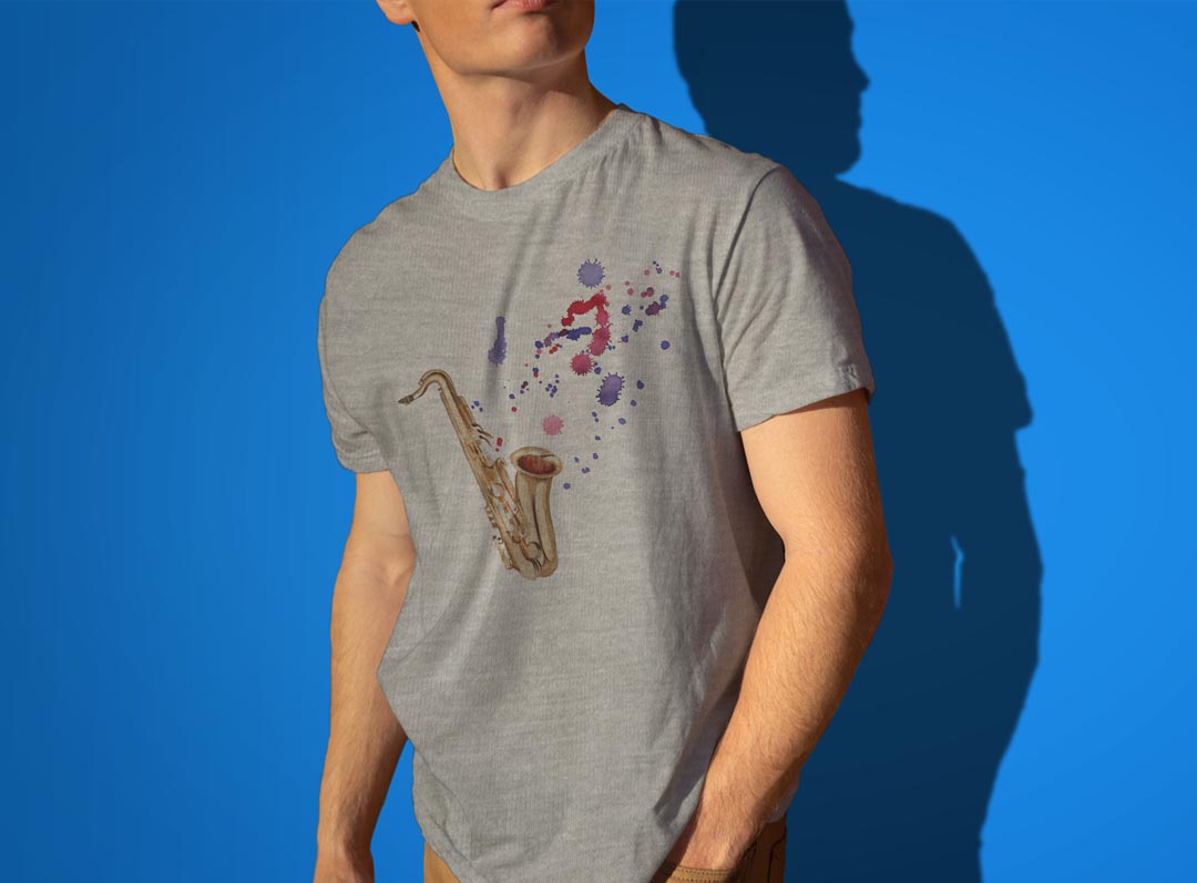 Tシャツ メンズ 半袖 ホワイト グレー デザイン S M L XL 2XL Tシャツ ティーシャツ T shirt 014812 サックス　音楽　楽器