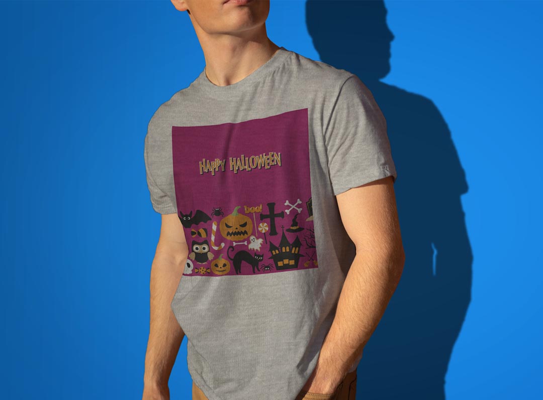 Tシャツ メンズ 半袖 ホワイト グレー デザイン S M L XL 2XL Tシャツ ティーシャツ T shirt 015417 ハロウィン カボチャ お菓子 英字 おばけ kabekore-10486758 kabeコレ サンプル画像3