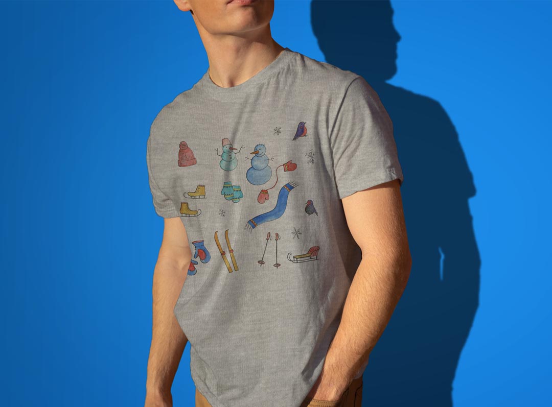 Tシャツ メンズ 半袖 ホワイト グレー デザイン S M L XL 2XL Tシャツ ティーシャツ T shirt 015551 雪　雪だるま　スキー　冬