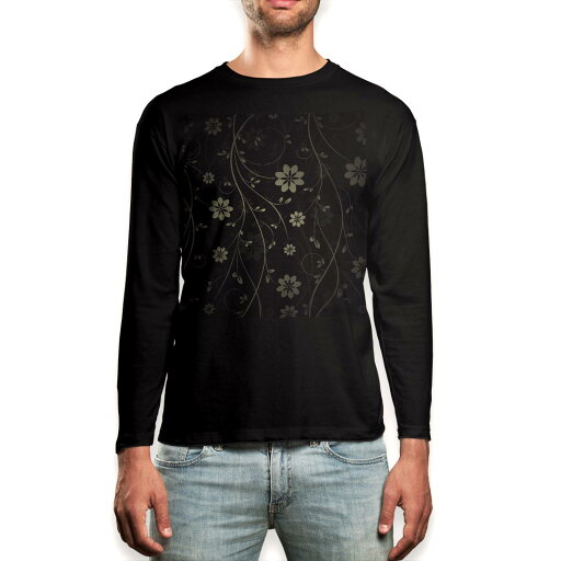ロング tシャツ メンズ 長袖 ブラック デザイン XS S M L XL 2XL ロンT ティーシャツ 黒 black T shirt long sleeve 000053 花 花柄 フラワー ロング tシャツ メンズ 長袖 ブラック デザイン XS S M L XL 2XL ロンT ティーシャツ 黒 black T shirt long sleeve 000053 花 花柄 フラワー