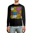 ロング tシャツ メンズ 長袖 ブラック デザイン XS S M L XL 2XL ロンT ティーシャツ 黒 black T shirt long sleeve 000289 ふきだし カラフル(4)
