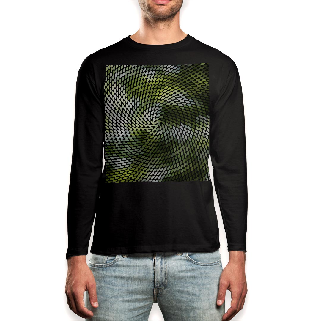 乐天商城 - ロング tシャツ メンズ 長袖 ブラック デザイン XS S M L XL 2XL ロンT ティーシャツ 黒 black T shirt long sleeve 000304 緑　円
