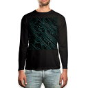 ロング tシャツ メンズ 長袖 ブラック デザイン XS S M L XL 2XL ロンT ティーシャツ 黒 black T shirt long sleeve 000437 デジタル 青(4)