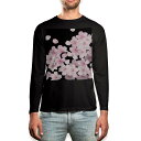 ロング tシャツ メンズ 長袖 ブラック デザイン XS S M L XL 2XL ロンT ティーシャツ 黒 black T shirt long sleeve 000438 桜 花 黒