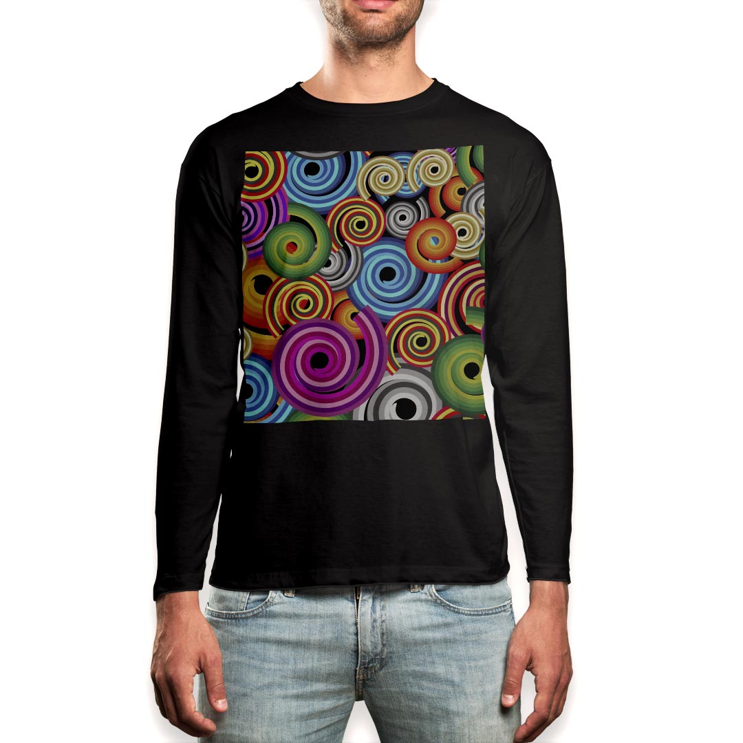 ロング tシャツ メンズ 長袖 ブラック デザイン XS S M L XL 2XL ロンT ティーシャツ 黒 black T shirt long sleeve 000501 ナルト カラフル