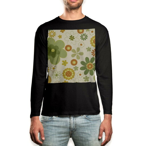 ロング tシャツ メンズ 長袖 ブラック デザイン XS S M L XL 2XL ロンT ティーシャツ 黒 black T shirt long sleeve 000700 花 黄緑 ロング tシャツ メンズ 長袖 ブラック デザイン XS S M L XL 2XL ロンT ティーシャツ 黒 black T shirt long sleeve 000700 花 黄緑