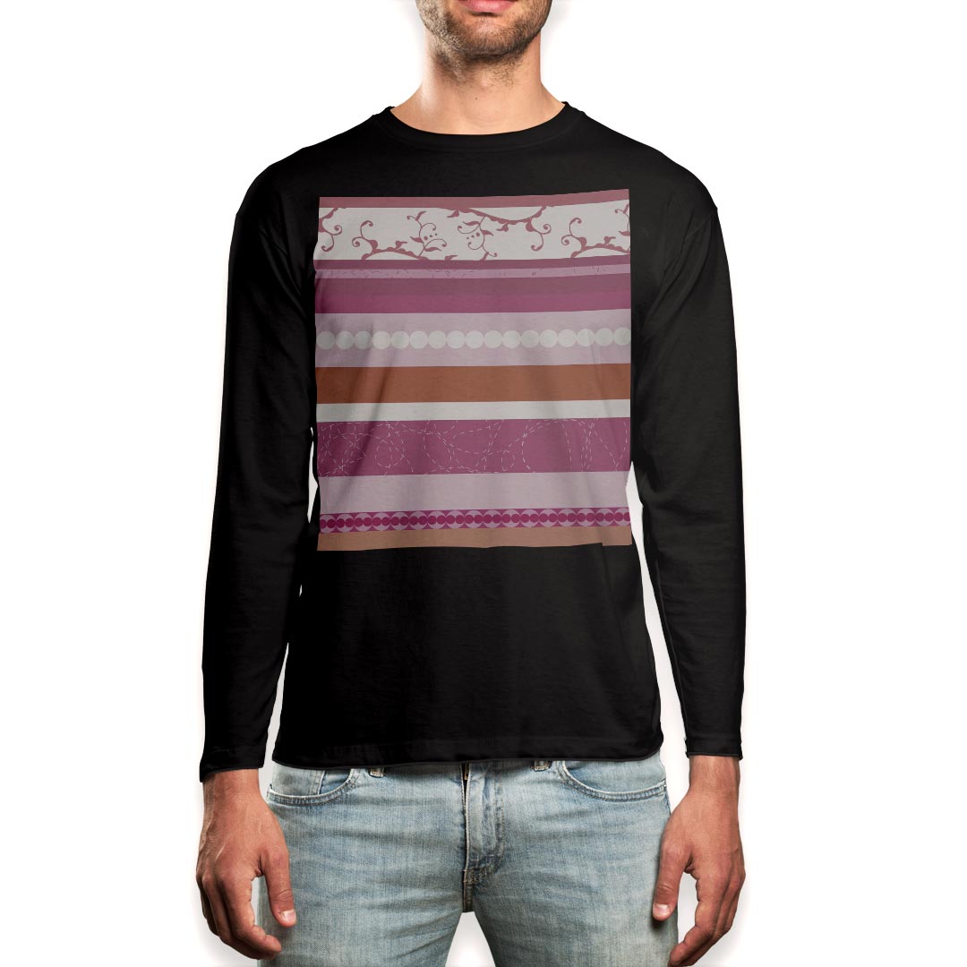 PORTER - ロング tシャツ メンズ 長袖 ブラック デザイン XS S M L XL 2XL ロンT ティーシャツ 黒 black T shirt long sleeve 000791 ピンク　ボーダー