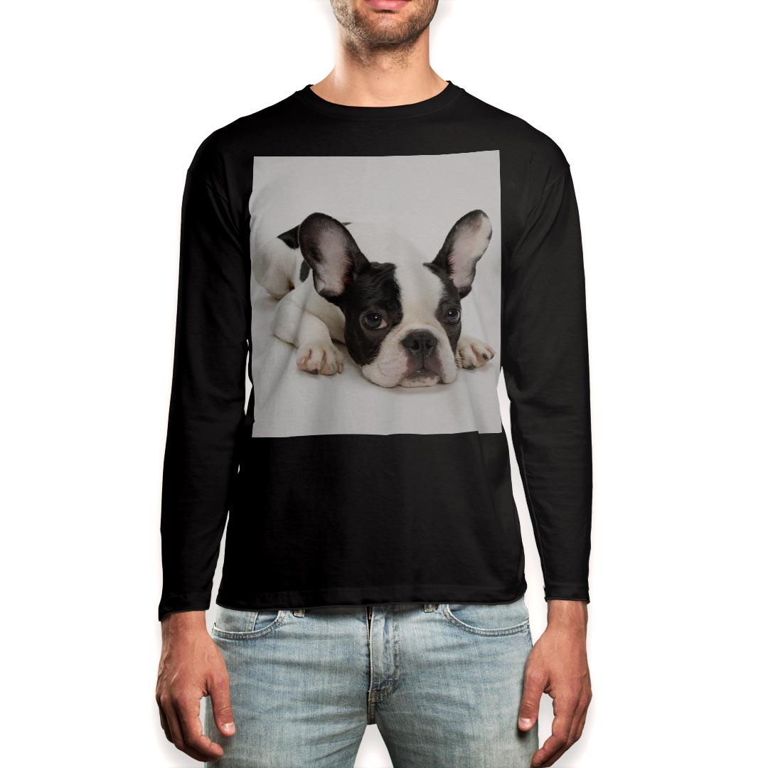 Other - ロング tシャツ メンズ 長袖 ブラック デザイン XS S M L XL 2XL ロンT ティーシャツ 黒 black T shirt long sleeve 000889 犬　フレンチブルドック