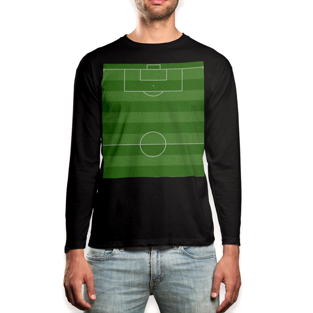 ロング tシャツ メンズ 長袖 ブラック デザイン XS S M L XL 2XL ロンT ティーシャツ 黒 black T shirt long sleeve 000897 サッカー　ゴール