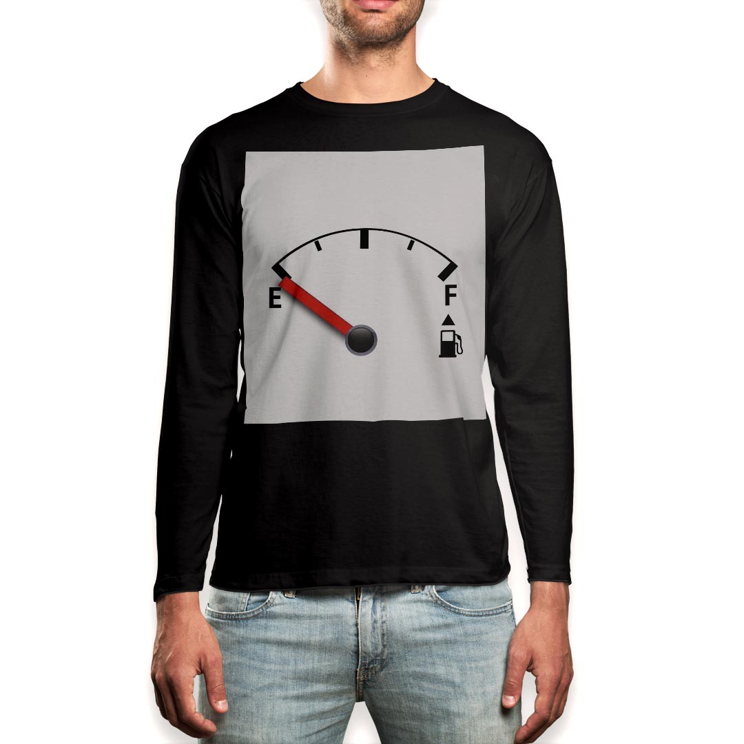 ロング tシャツ メンズ 長袖 ブラック デザイン XS S M L XL 2XL ロンT ティーシャツ 黒 black T shirt long sleeve 000912 ガソリンメーター 車