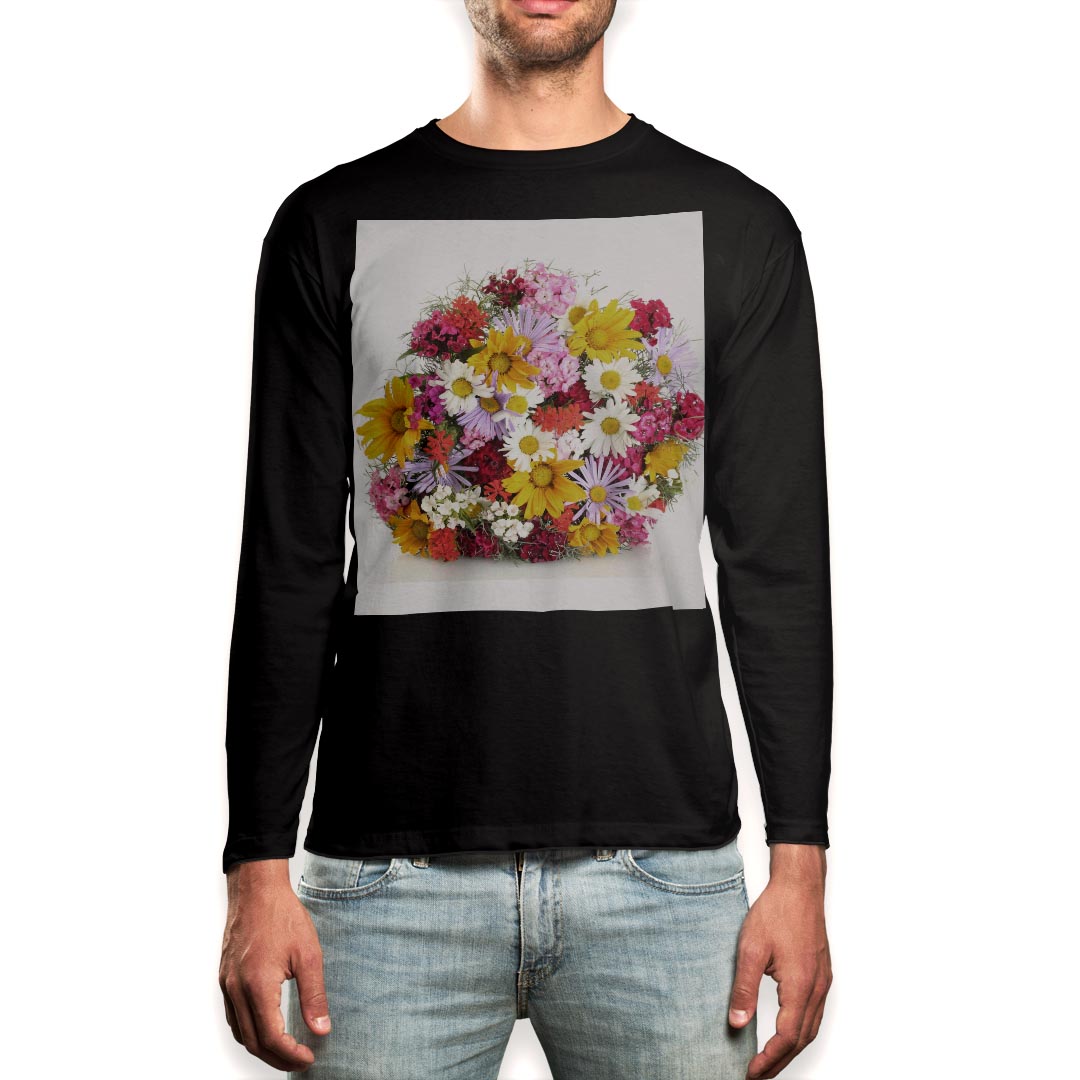 Other - ロング tシャツ メンズ 長袖 ブラック デザイン XS S M L XL 2XL ロンT ティーシャツ 黒 black T shirt long sleeve 000937 花　花束