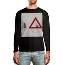 ロング tシャツ メンズ 長袖 ブラック デザイン XS S M L XL 2XL ロンT ティーシャツ 黒 black T shirt long sleeve 001025 標識 自転車