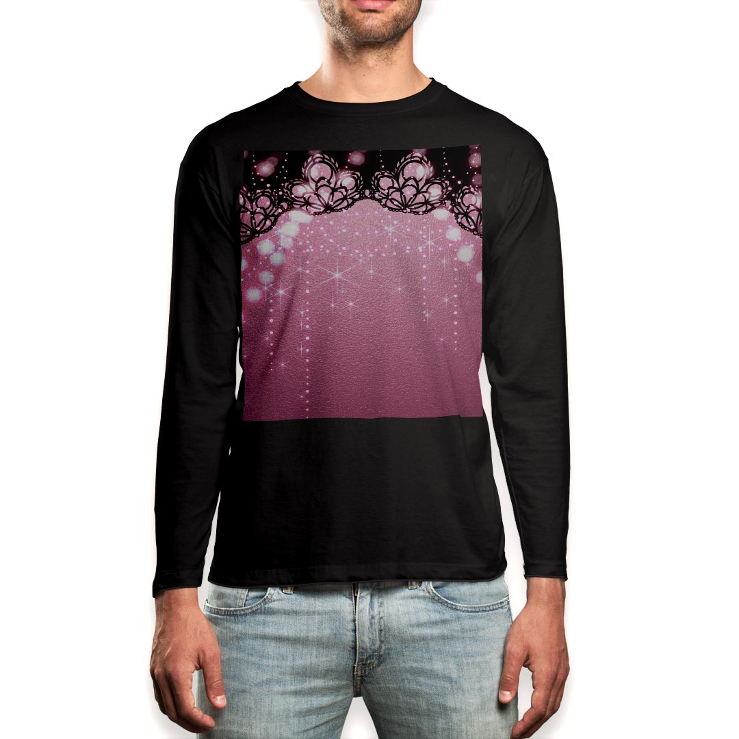 Long-Sleeved - ロング tシャツ メンズ 長袖 ブラック デザイン XS S M L XL 2XL ロンT ティーシャツ 黒 black T shirt long sleeve 001072 キラキラ　ゴージャス