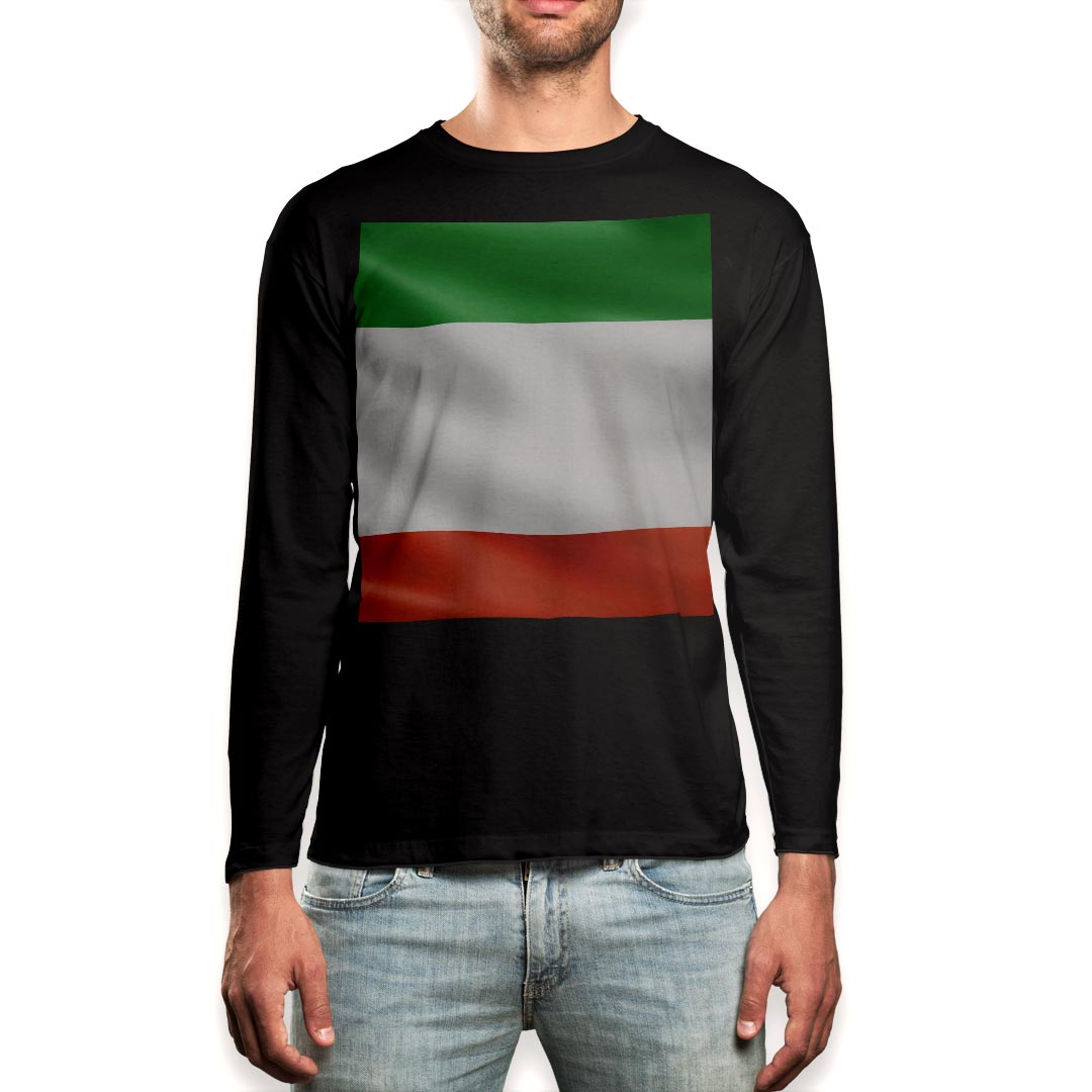 Rakuten - ロング tシャツ メンズ 長袖 ブラック デザイン XS S M L XL 2XL ロンT ティーシャツ 黒 black T shirt long sleeve 001189 イタリア　国旗