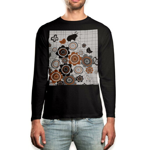 ロング tシャツ メンズ 長袖 ブラック デザイン XS S M L XL 2XL ロンT ティーシャツ 黒 black T shirt long sleeve 001314 花 植物 ロング tシャツ メンズ 長袖 ブラック デザイン XS S M L XL 2XL ロンT ティーシャツ 黒 black T shirt long sleeve 001314 花 植物