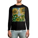 ロング tシャツ メンズ 長袖 ブラック デザイン XS S M L XL 2XL ロンT ティーシャツ 黒 black T shirt long sleeve 001348 ひまわり 花