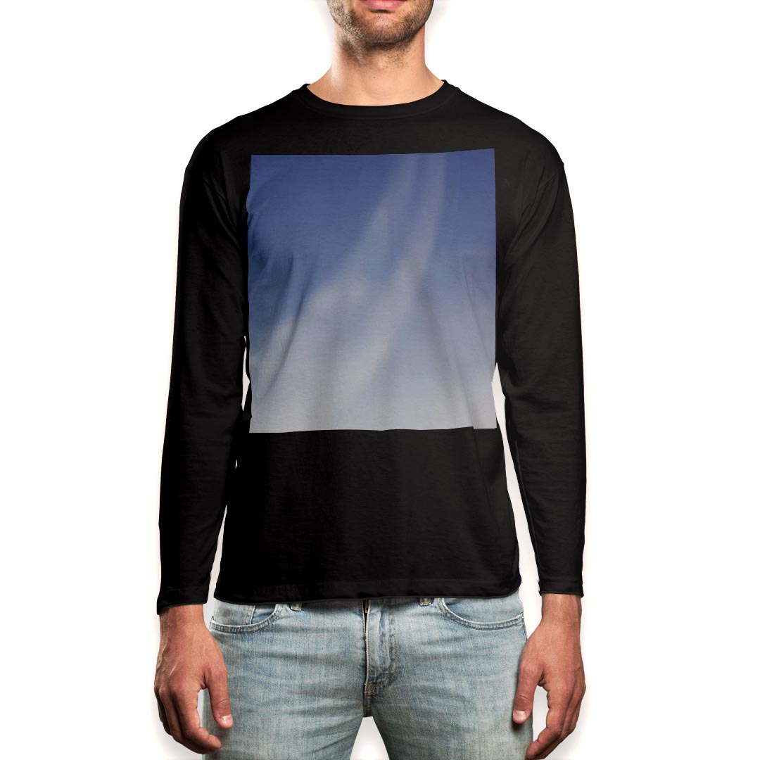 乐天商城 - ロング tシャツ メンズ 長袖 ブラック デザイン XS S M L XL 2XL ロンT ティーシャツ 黒 black T shirt long sleeve 001371 飛行機雲
