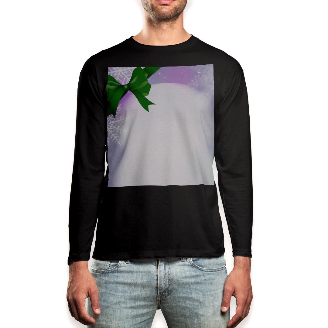 Other - ロング tシャツ メンズ 長袖 ブラック デザイン XS S M L XL 2XL ロンT ティーシャツ 黒 black T shirt long sleeve 001440 雪の結晶　冬　シャボン玉