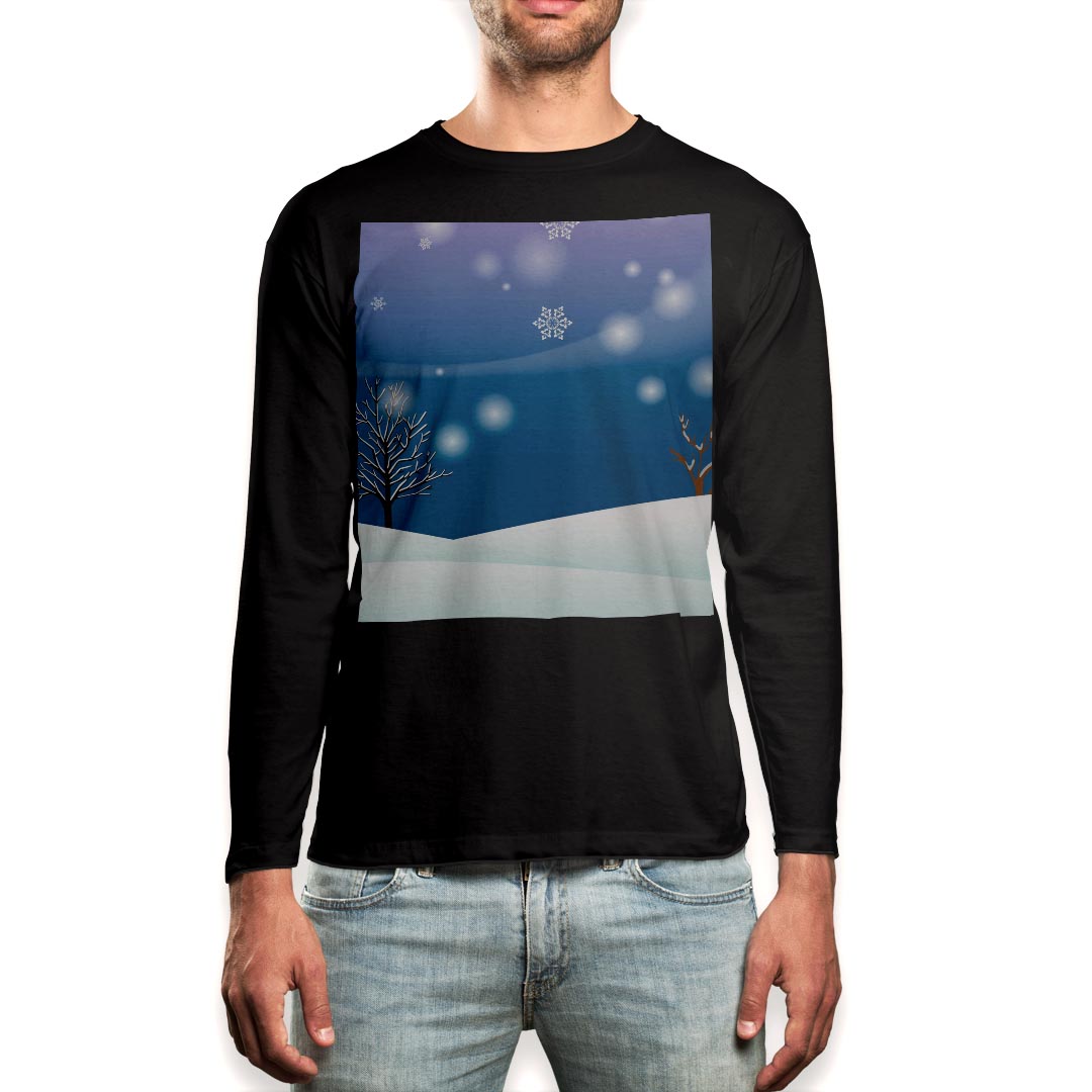 Other - ロング tシャツ メンズ 長袖 ブラック デザイン XS S M L XL 2XL ロンT ティーシャツ 黒 black T shirt long sleeve 001476 雪　冬