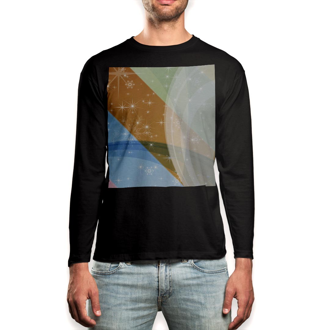 Long-Sleeved - ロング tシャツ メンズ 長袖 ブラック デザイン XS S M L XL 2XL ロンT ティーシャツ 黒 black T shirt long sleeve 001496 雪　冬